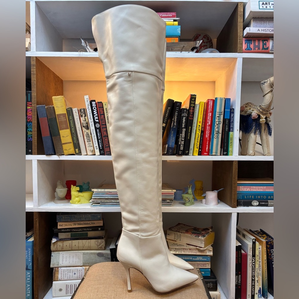 Larroude Cream Over-the-Knee Boots